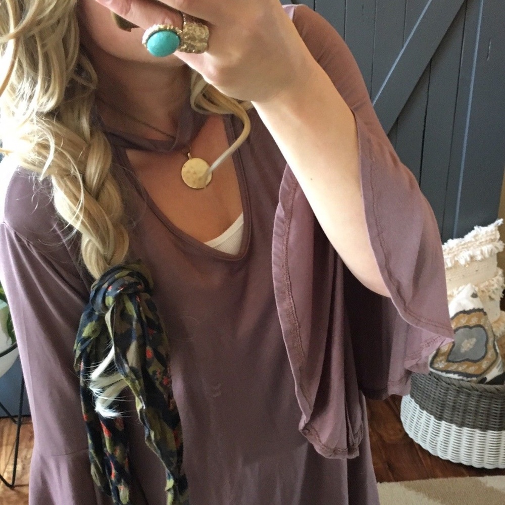 Last One!! XL Mauve Flare Sleeve Blouse Top Blouse - Picture 6 of 6